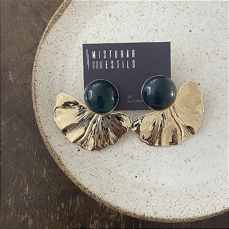 Brinco Orla Meia Flor - Verde Musgo