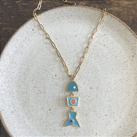 Colar Peixe Esmaltado - dourado