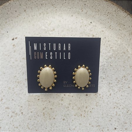Brinco Aurora Resina Oval - P - Areia
