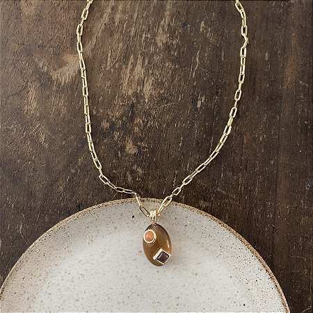 Colar Corrente Cartier Pingente Orla - Âmbar