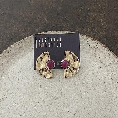 Brinco Orla Meia Chapa Martelada - Uva