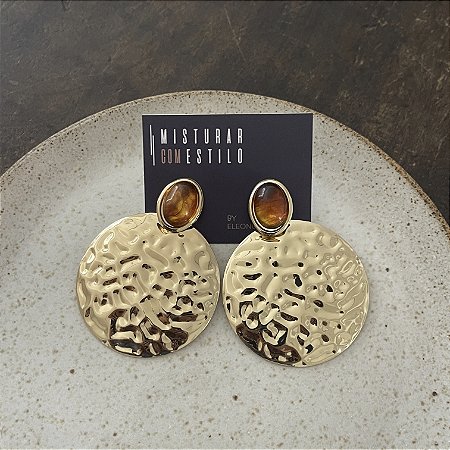 Brinco Orla Chapa Martelada - Tartaruga