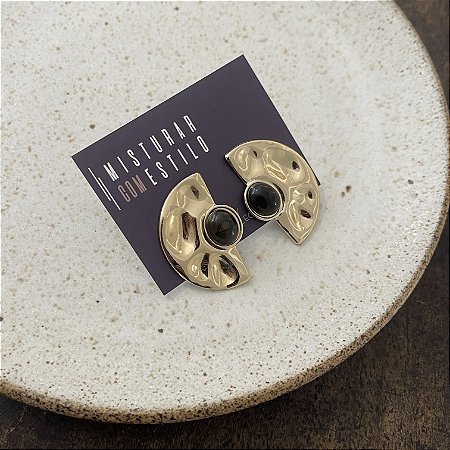 Brinco Orla Meia Chapa Martelada - Fumê