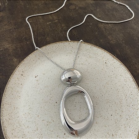 Colar Orla Longo Vazado - Ródio