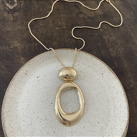 Colar Orla Longo Vazado - Dourado