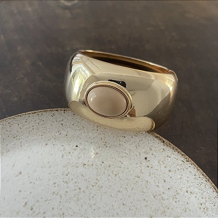 Bracelete Orla Largo com Pedra - Areia