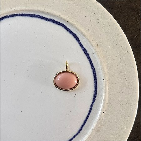Pingente Oval de Resina - Salmão