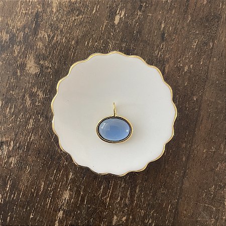 Pingente Oval de Resina - Azul Semi-Transparente