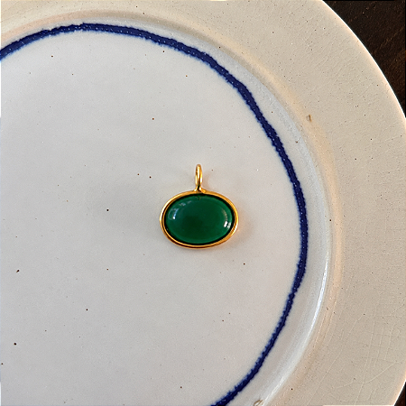 Pingente Oval de Resina - Verde Semi-Transparente