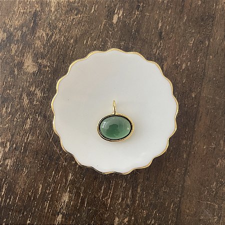 Pingente Oval de Resina - Verde Semi-Transparente