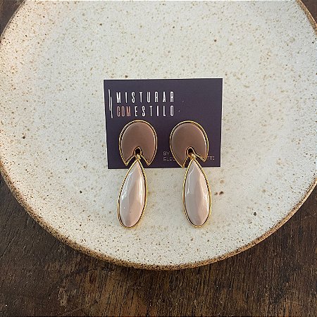 Brinco Orla Gota - Capuccino com Nude