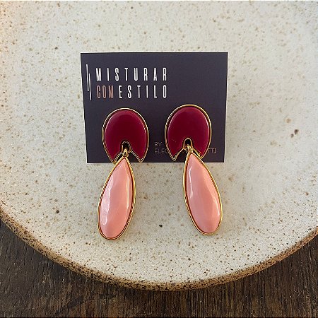 Brinco Orla Gota - Pink com Rosê