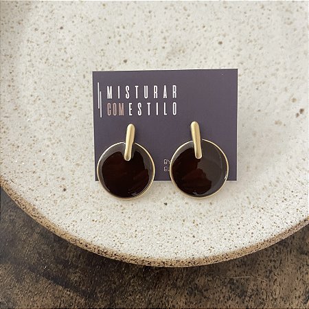 Brinco Orla Esmaltado - Café