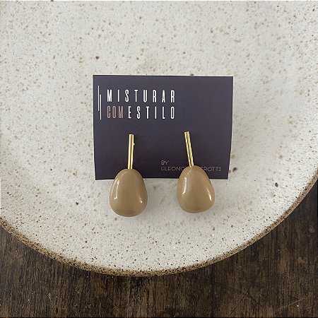 Brinco Bastão Oval - Cappucino