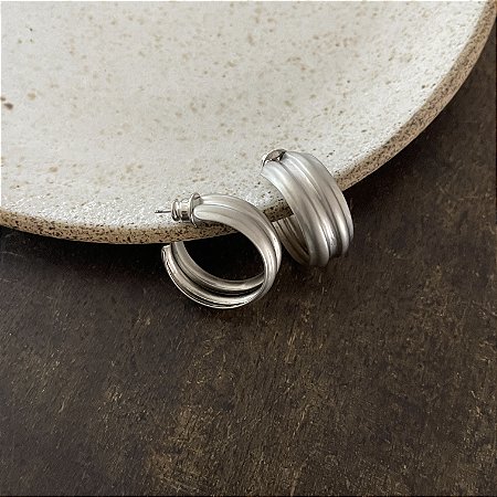 Argola Lumière Chapa Dupla - Ródio