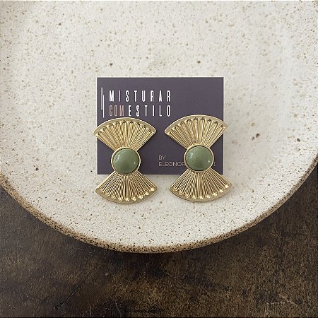 Brinco Lumière Laço com Pedra - Verde Oliva