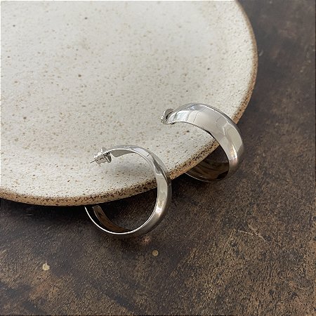 Argola Lumière Chapa - Ródio