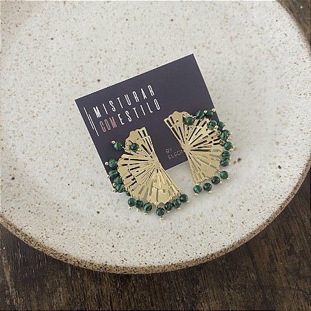 Brinco Leque Cora - Malaquita