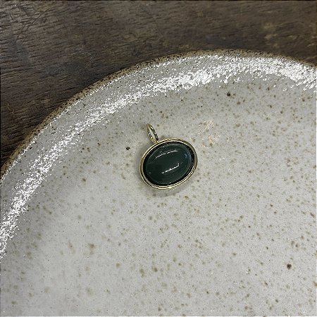 Pingente Oval de Resina - Verde Musgo