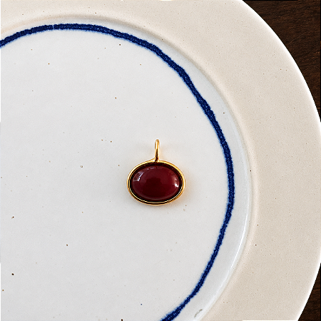 Pingente Oval de Resina - Marsala