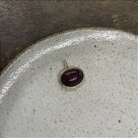 Pingente Oval de Resina - Marsala