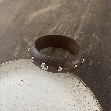 Bracelete Boho de Madeira - Ródio
