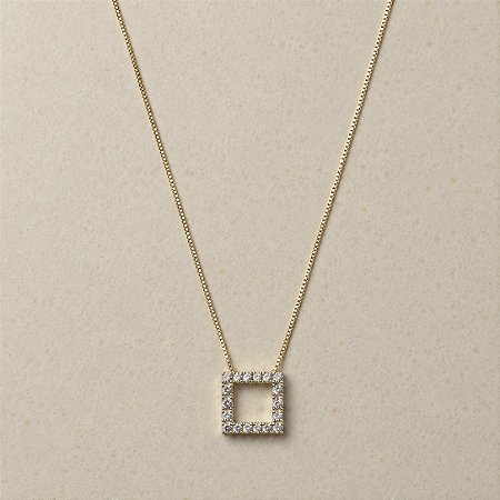 Colar Quadrado de Zircônias - Dourado