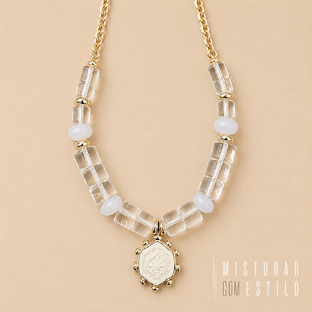 Colar Boho Medalha - Cristal