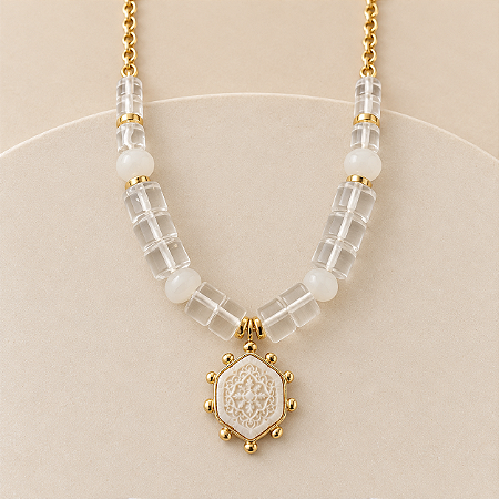 Colar Boho Medalha - Cristal