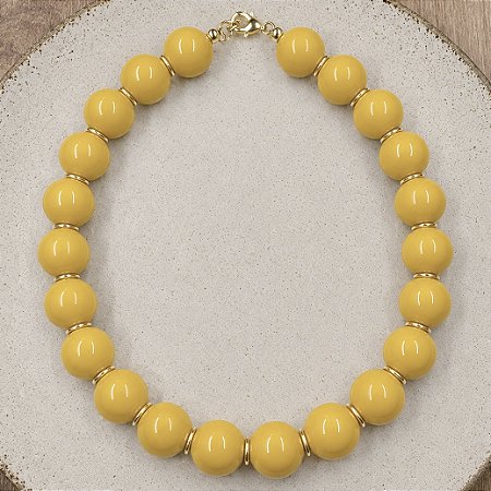 Colar Boho Esferas - Mostarda