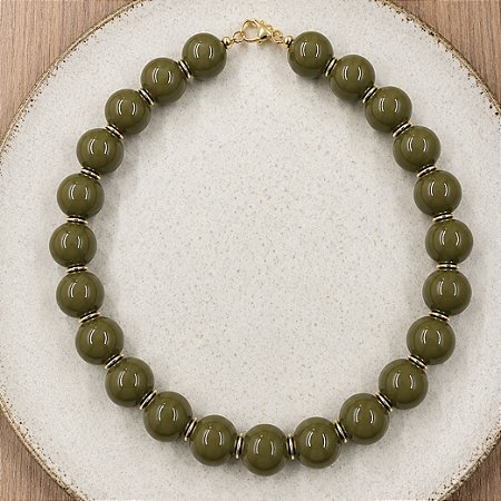 Colar Boho Esferas - Oliva