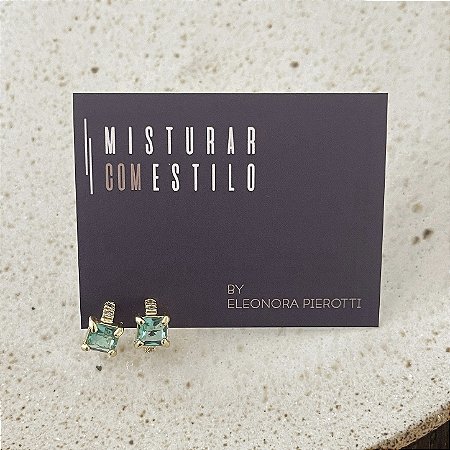 Mini Argola Thais Cravejada - Esmeralda