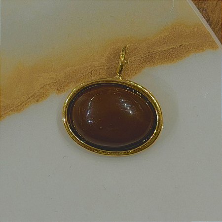 Pingente Oval de Resina - Café
