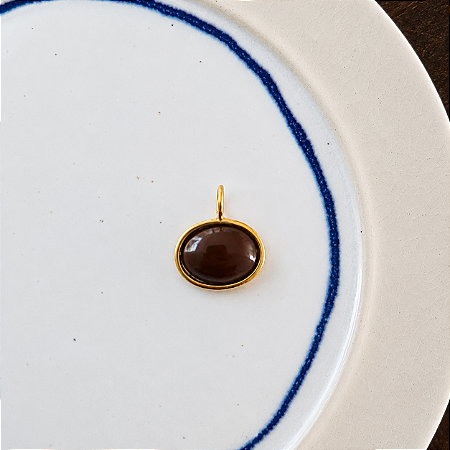 Pingente Oval de Resina - Café