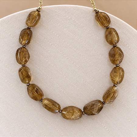 Colar Boho Resina Orgânico - Caramelo