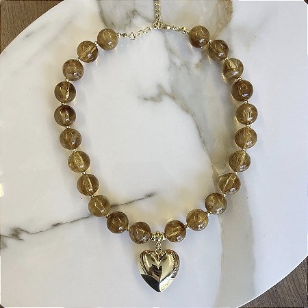 Colar Boho Coração - Caramelo