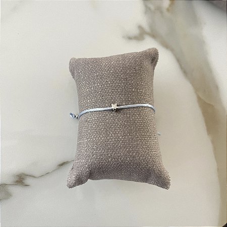 Pulseira de Seda Estrela - Ródio - Azul