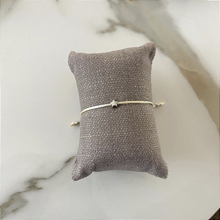 Pulseira de Seda Estrela - Ródio - Off