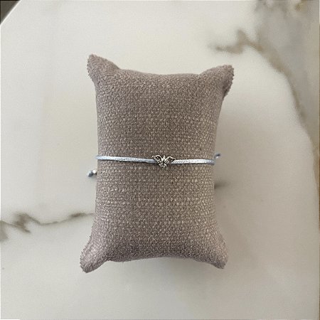 Pulseira de Seda Espírito Santo - Ródio - Azul