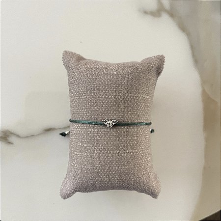 Pulseira de Seda Espírito Santo - Ródio - Verde