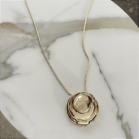 Colar Orla Redondo Orgânico Longo - Dourado
