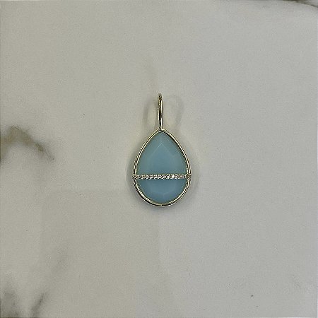 Pingente Gota com Zircônia - Turquesa