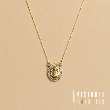 Colar N. S. de Aparecida - Dourado com Ródio