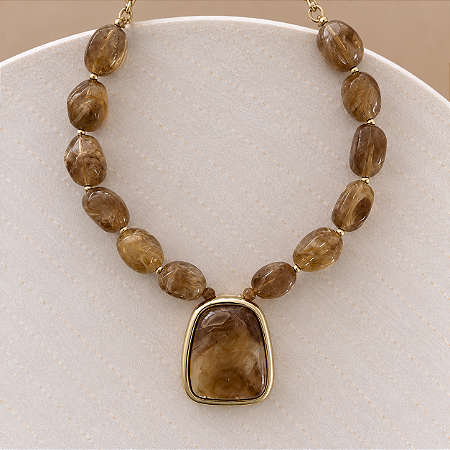 Colar Boho Pedras Max Orgânico - Caramelo