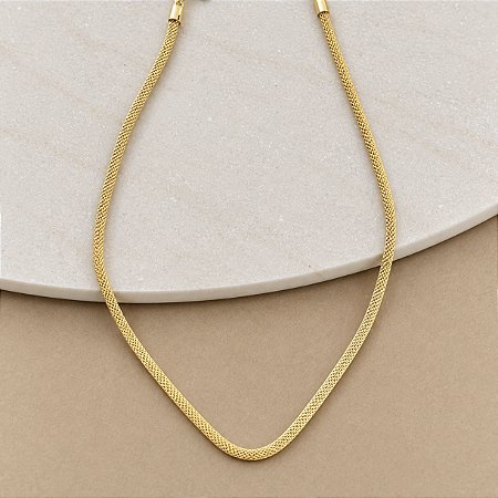 Colar Orla Malha Italiana - Dourado