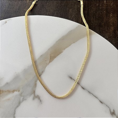 Colar Orla Malha Italiana - Dourado