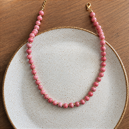 Colar Pedras Naturais - G - Rosa Seco