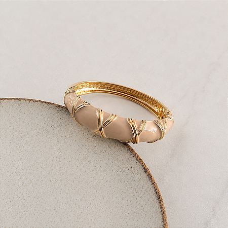 Bracelete Orla Esmaltado Trama Dourada - Nude
