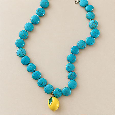 Colar Pastilha com Limão-Siciliano - Boho