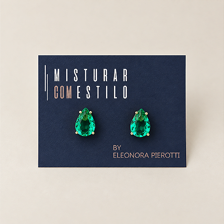 Brinco Solitário Gota - Paraíba Verde - Afeto
